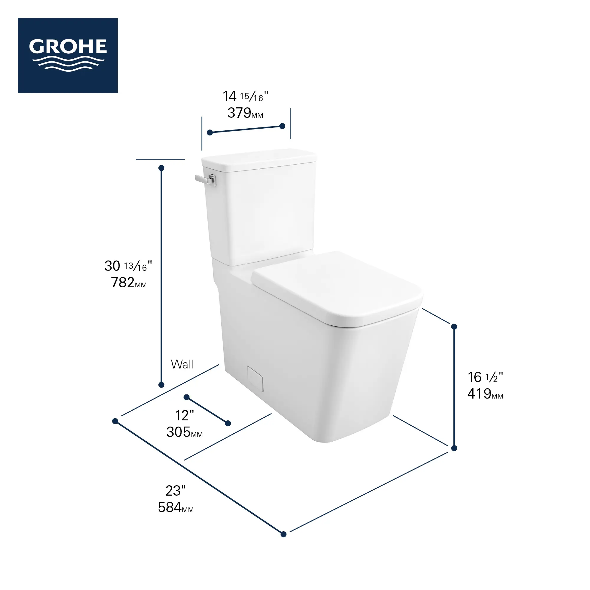 Two-piece Right Height Elongated Toilet with seat, Left-Hand Trip Lever - Image 9